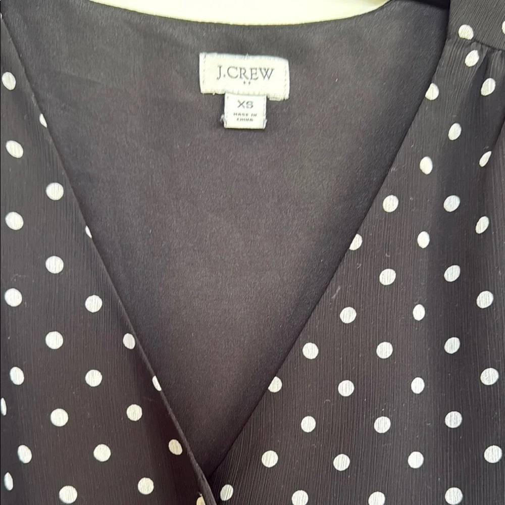 J. Crew Black and White Flutter Sleeve Blouse